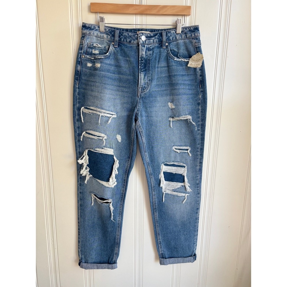 Altar'd State Mica‎ Denim Distressed Mom Jeans Medium Wash MDP-D211 Womens 30